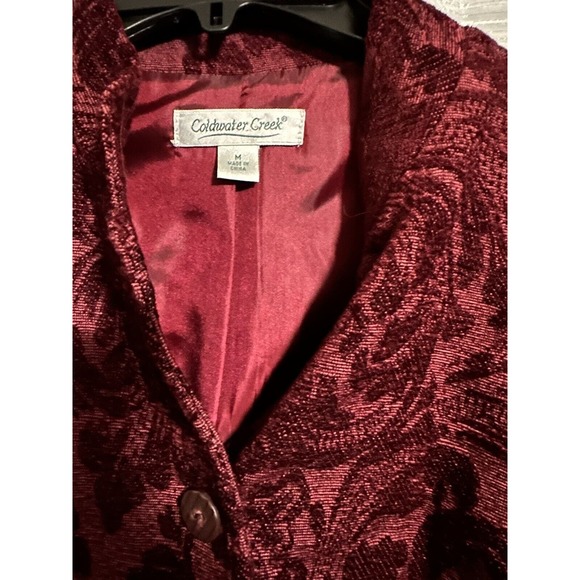 Coldwater Creek Jacket Maroon Red Women Tapestry Button Up Long Sleeve SZ M - Picture 9 of 10